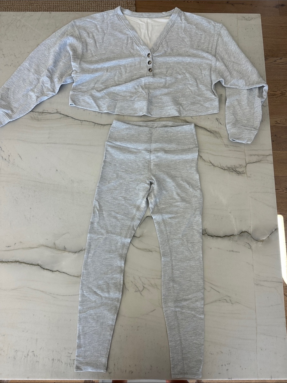 Women’s Textured Gray Leggings and oversized long sleeve set